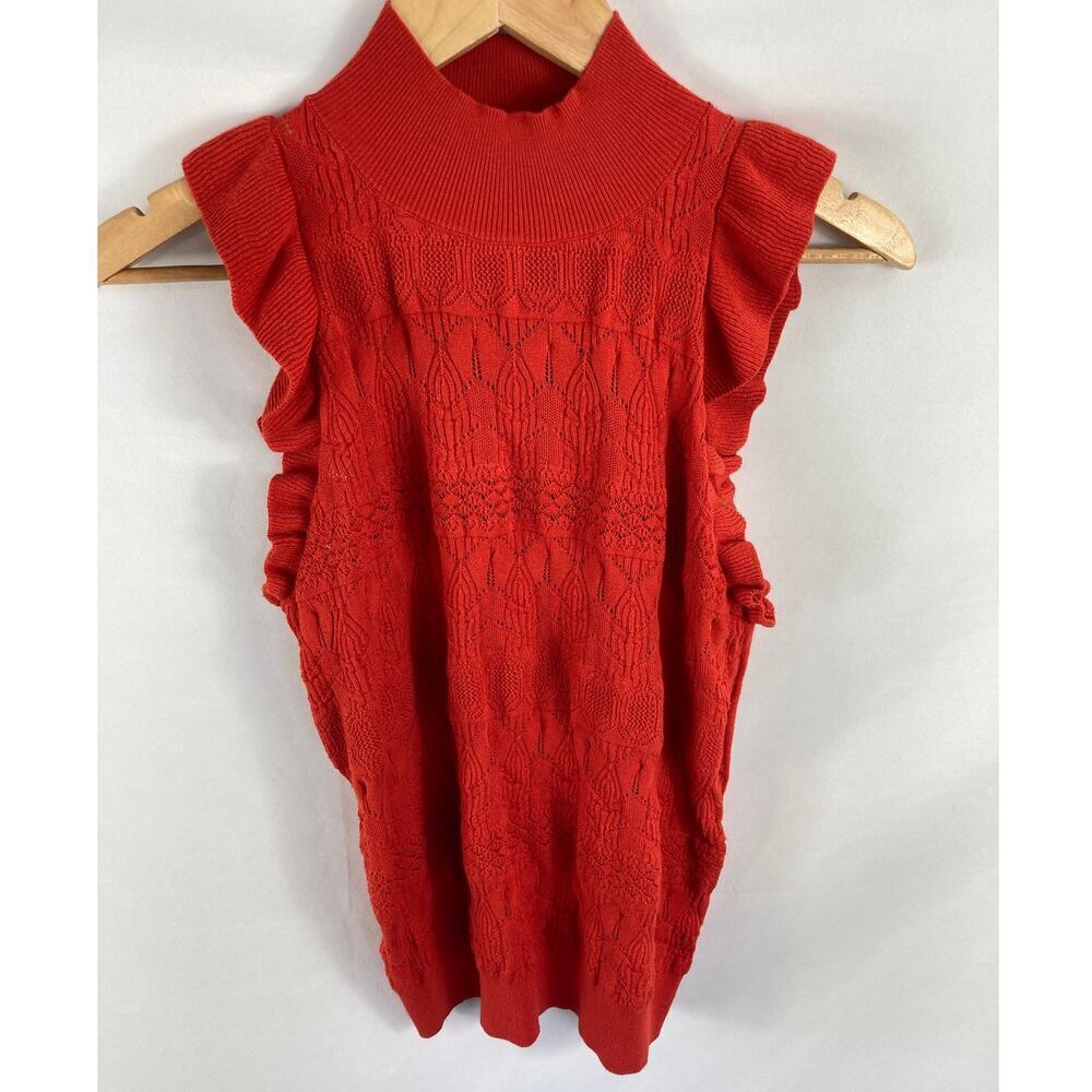 Who What Wear Orange High Neck Knit Tank Size Medium